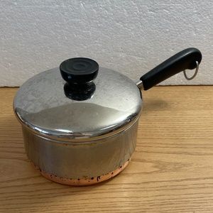 Revere Ware 1 Qt Quart Saucepan Sauté Pan With Lid Copper Bottom Long Handle